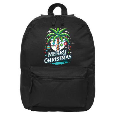 Christmas Palm Tree Merry Christmas Tropical Christmas 16 in Basic Backpack