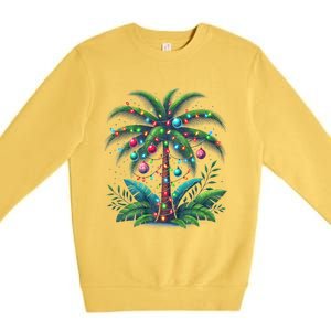 Christmas Palm Tree Merry Christmas Tropical Christmas Premium Crewneck Sweatshirt