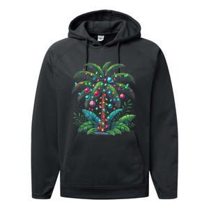 Christmas Palm Tree Merry Christmas Tropical Christmas Performance Fleece Hoodie