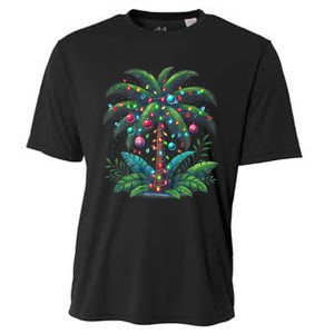 Christmas Palm Tree Merry Christmas Tropical Christmas Cooling Performance Crew T-Shirt