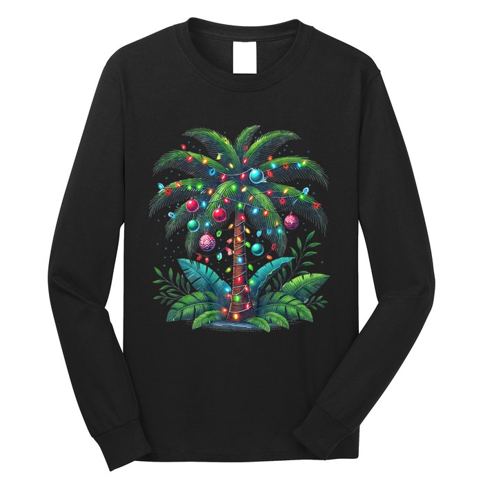 Christmas Palm Tree Merry Christmas Tropical Christmas Long Sleeve Shirt