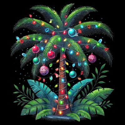 Christmas Palm Tree Merry Christmas Tropical Christmas T-Shirt