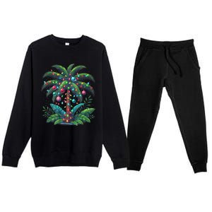 Christmas Palm Tree Merry Christmas Tropical Christmas Premium Crewneck Sweatsuit Set