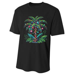 Christmas Palm Tree Merry Christmas Tropical Christmas Performance Sprint T-Shirt