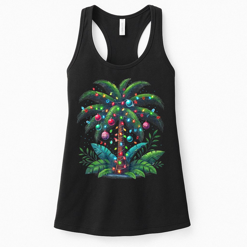 Christmas Palm Tree Merry Christmas Tropical Christmas Womens Tank Top