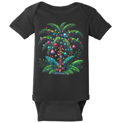 Christmas Palm Tree Merry Christmas Tropical Christmas Baby Bodysuit