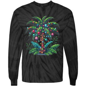 Christmas Palm Tree Merry Christmas Tropical Christmas Tie-Dye Long Sleeve Shirt