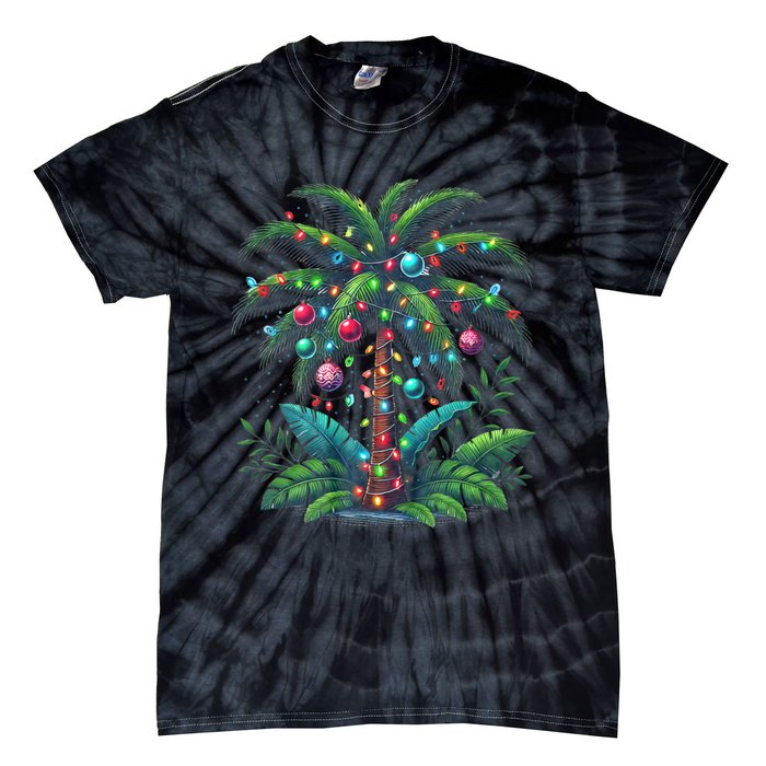 Christmas Palm Tree Merry Christmas Tropical Christmas Tie-Dye T-Shirt