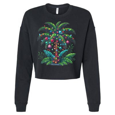 Christmas Palm Tree Merry Christmas Tropical Christmas Cropped Pullover Crew