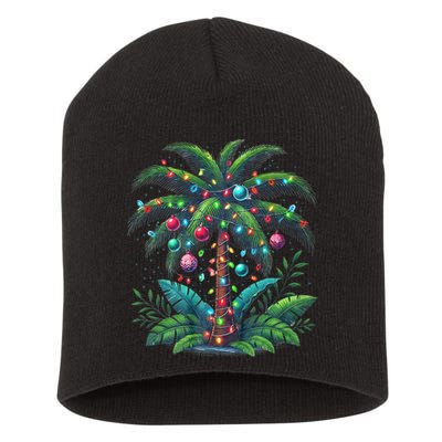 Christmas Palm Tree Merry Christmas Tropical Christmas Short Acrylic Beanie