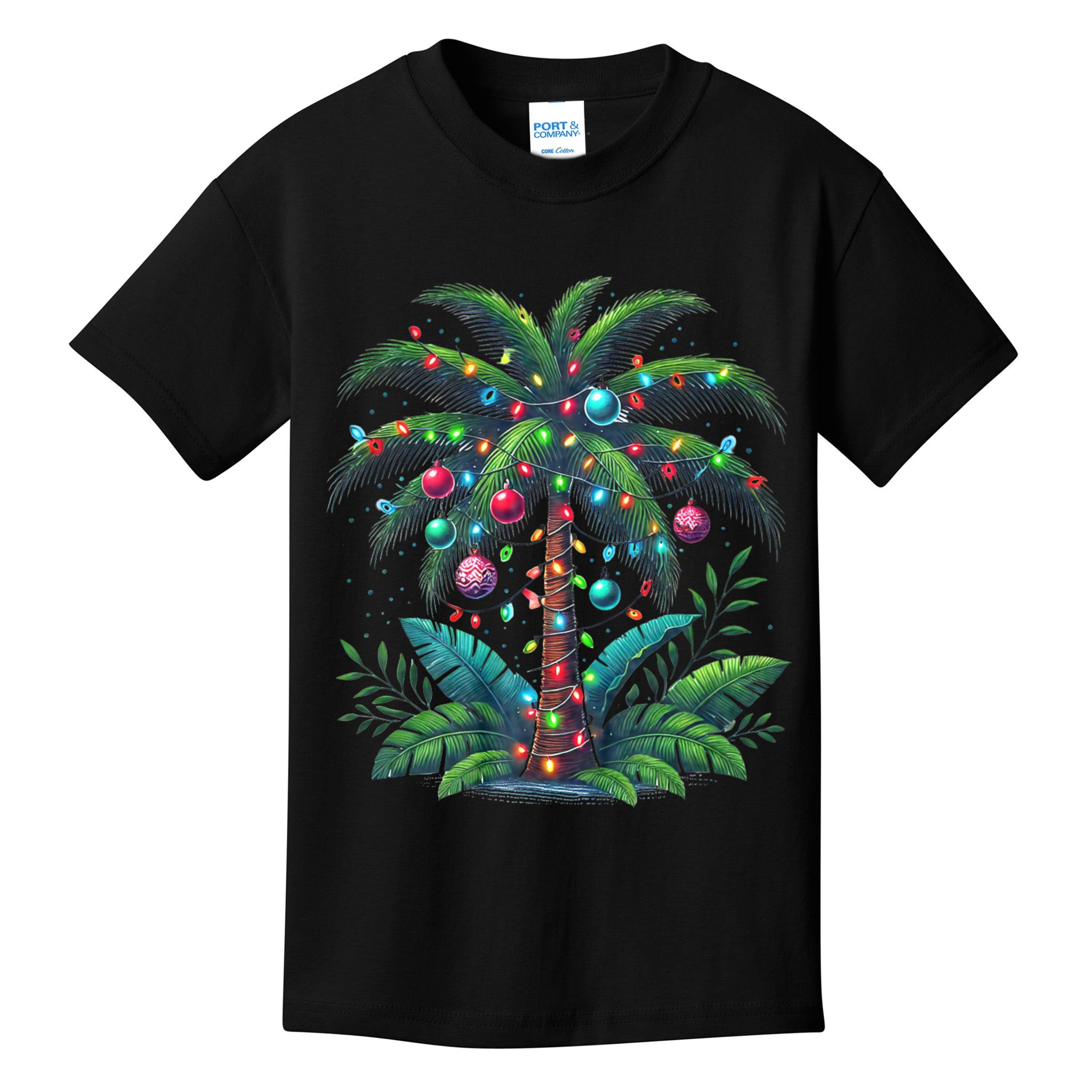 Christmas Palm Tree Merry Christmas Tropical Christmas Kids T-Shirt