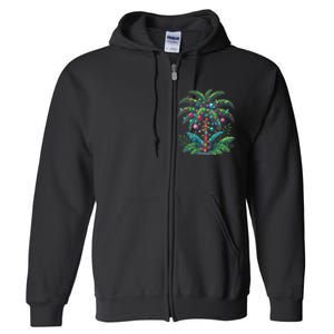 Christmas Palm Tree Merry Christmas Tropical Christmas Full Zip Hoodie