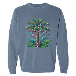 Christmas Palm Tree Merry Christmas Tropical Christmas Garment-Dyed Sweatshirt