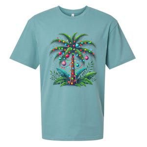 Christmas Palm Tree Merry Christmas Tropical Christmas Sueded Cloud Jersey T-Shirt