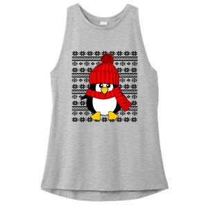 Cute Penguin Ugly Christmas Sweater Xmas Great Gift Meaningful Gift Ladies PosiCharge Tri-Blend Wicking Tank