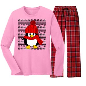 Cute Penguin Ugly Christmas Sweater Xmas Great Gift Meaningful Gift Women's Long Sleeve Flannel Pajama Set 