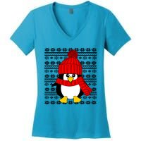 Cute Penguin Ugly Christmas Sweater Xmas Great Gift Meaningful Gift Women's V-Neck T-Shirt