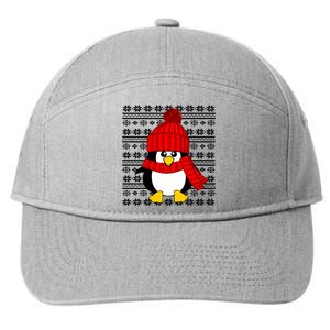 Cute Penguin Ugly Christmas Sweater Xmas Great Gift Meaningful Gift 7-Panel Snapback Hat