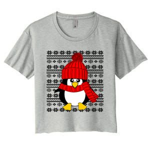 Cute Penguin Ugly Christmas Sweater Xmas Great Gift Meaningful Gift Women's Crop Top Tee