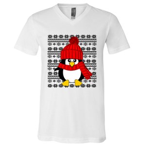 Cute Penguin Ugly Christmas Sweater Xmas Great Gift Meaningful Gift V-Neck T-Shirt