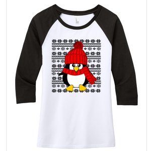 Cute Penguin Ugly Christmas Sweater Xmas Great Gift Meaningful Gift Women's Tri-Blend 3/4-Sleeve Raglan Shirt