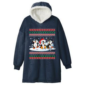 Cute Penguin Ugly Christmas Sweater Xmas Light Penguin Lover Gift Hooded Wearable Blanket