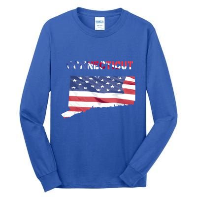 Connecticut Proud United States America Patriot Flag Pride Gift Tall Long Sleeve T-Shirt