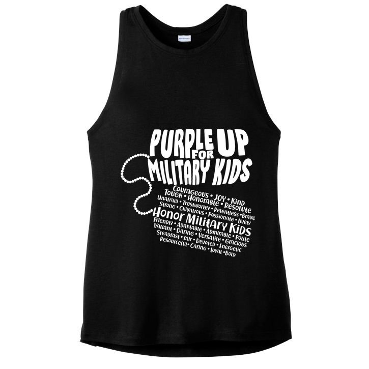 Cool Purple Up For MilitaryKids Dog Tags Text Art Ladies PosiCharge Tri-Blend Wicking Tank