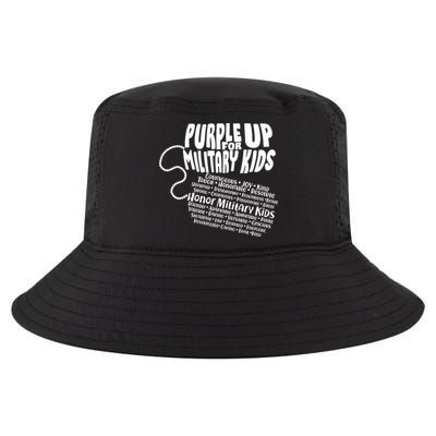 Cool Purple Up For MilitaryKids Dog Tags Text Art Cool Comfort Performance Bucket Hat