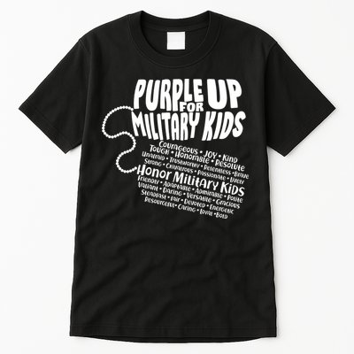 Cool Purple Up For MilitaryKids Dog Tags Text Art Tall T-Shirt