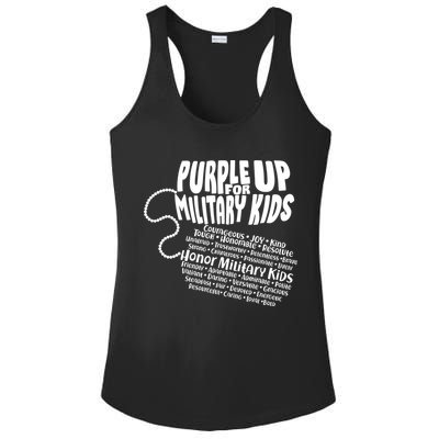 Cool Purple Up For MilitaryKids Dog Tags Text Art Ladies PosiCharge Competitor Racerback Tank