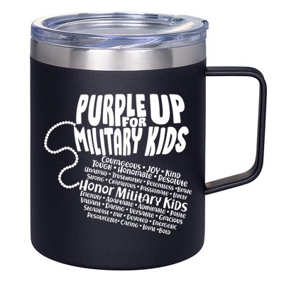 Cool Purple Up For MilitaryKids Dog Tags Text Art 12oz Stainless Steel Coffee Mug