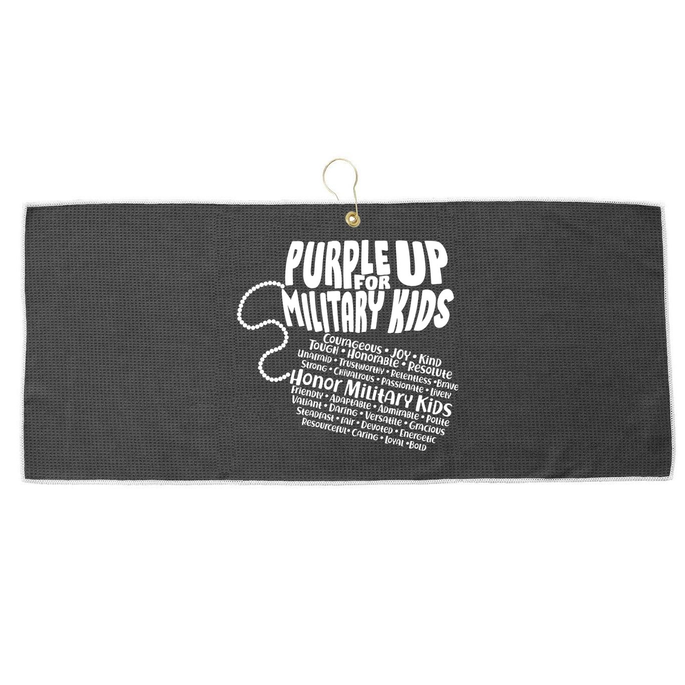 Cool Purple Up For MilitaryKids Dog Tags Text Art Large Microfiber Waffle Golf Towel