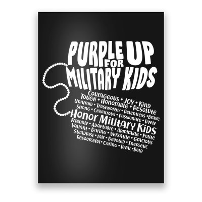 Cool Purple Up For MilitaryKids Dog Tags Text Art Poster