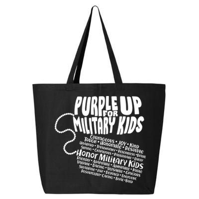 Cool Purple Up For MilitaryKids Dog Tags Text Art 25L Jumbo Tote