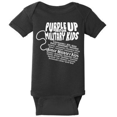 Cool Purple Up For MilitaryKids Dog Tags Text Art Baby Bodysuit
