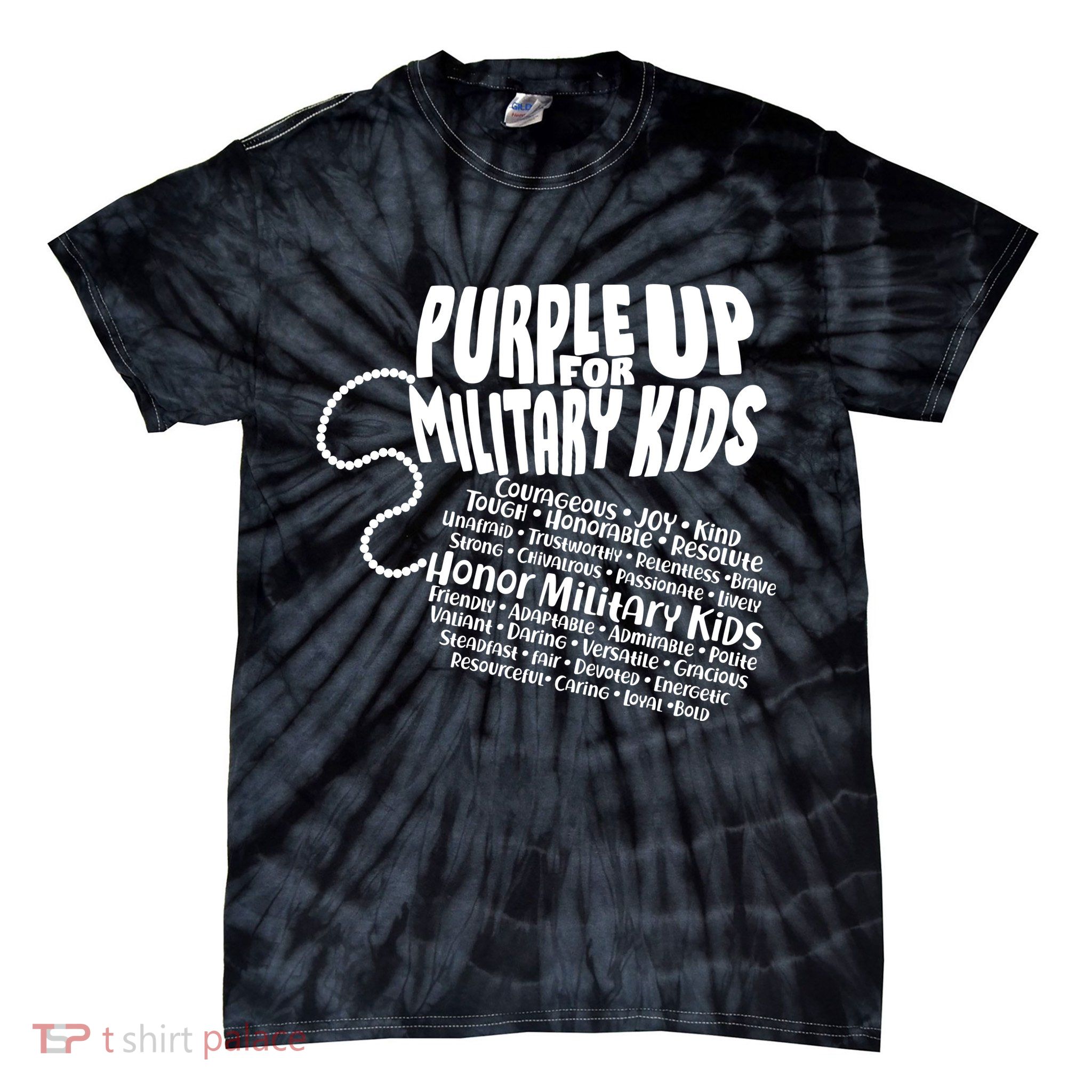 Cool Purple Up For MilitaryKids Dog Tags Text Art Tie-Dye T-Shirt
