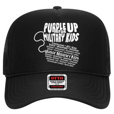 Cool Purple Up For MilitaryKids Dog Tags Text Art Trucker Hat