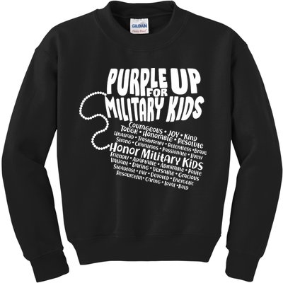 Cool Purple Up For MilitaryKids Dog Tags Text Art Kids Sweatshirt