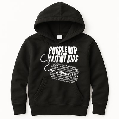 Cool Purple Up For MilitaryKids Dog Tags Text Art Kids Hoodie