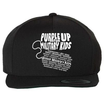 Cool Purple Up For MilitaryKids Dog Tags Text Art Wool Snapback Cap