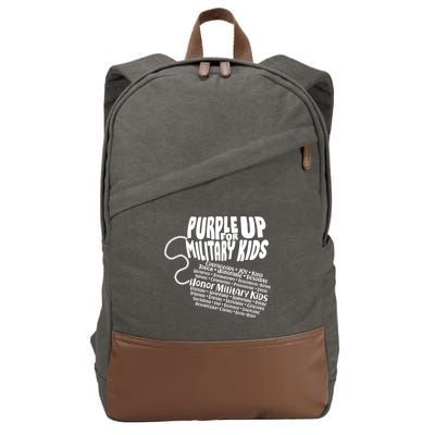 Cool Purple Up For MilitaryKids Dog Tags Text Art Cotton Canvas Backpack