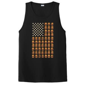 Cheeseburger Patriotic Usa American Flag National Burger Day Gift PosiCharge Competitor Tank