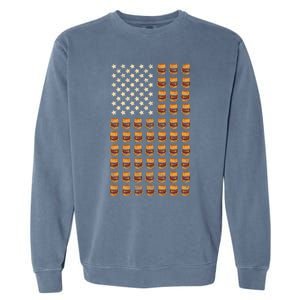 Cheeseburger Patriotic Usa American Flag National Burger Day Gift Garment-Dyed Sweatshirt