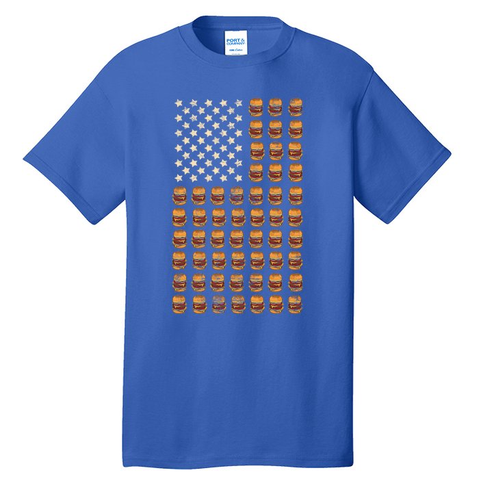 Cheeseburger Patriotic Usa American Flag National Burger Day Gift Tall T-Shirt