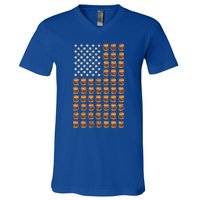 Cheeseburger Patriotic Usa American Flag National Burger Day Gift V-Neck T-Shirt