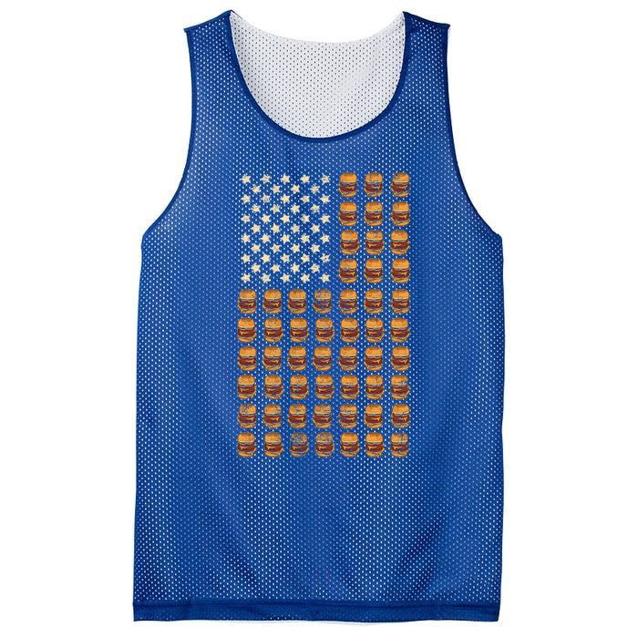 Cheeseburger Patriotic Usa American Flag National Burger Day Gift Mesh Reversible Basketball Jersey Tank