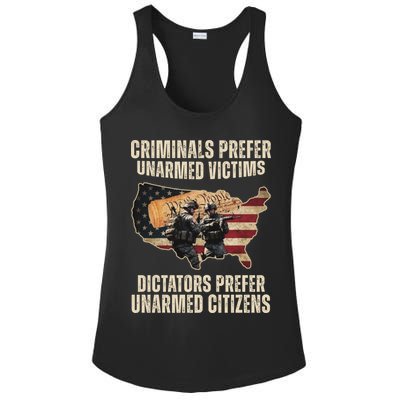 Criminals Prefer Unarmed Victims Dictators Prefer Unarmed Citizens Ladies PosiCharge Competitor Racerback Tank