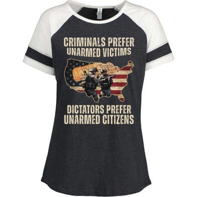 Criminals Prefer Unarmed Victims Dictators Prefer Unarmed Citizens Enza Ladies Jersey Colorblock Tee