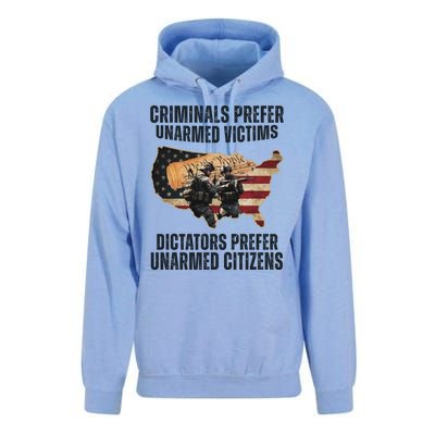 Criminals Prefer Unarmed Victims Dictators Prefer Unarmed Citizens Unisex Surf Hoodie